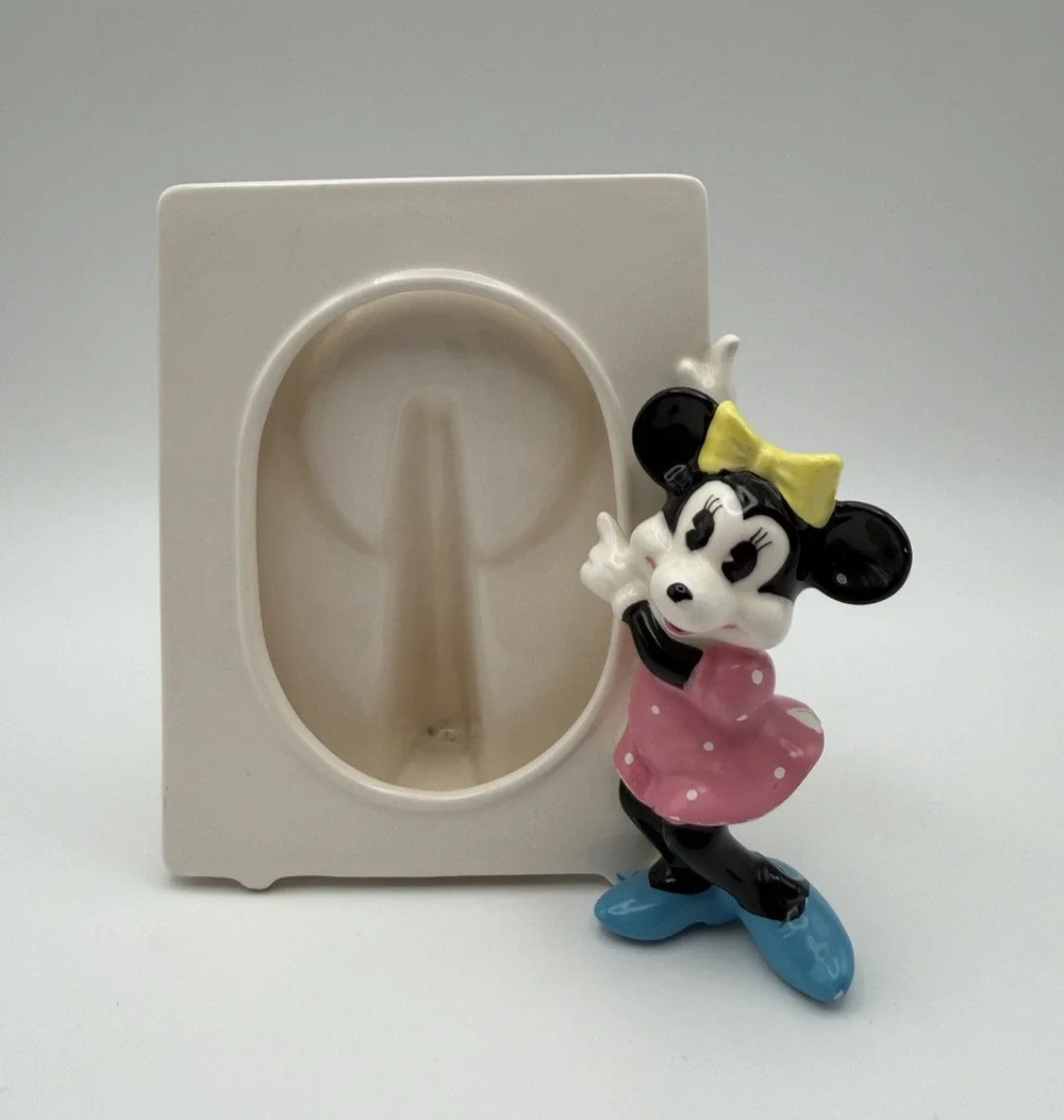 Disney Minnie Mouse Vintage Porcelain Picture Frame 3D Figure Made in Japan